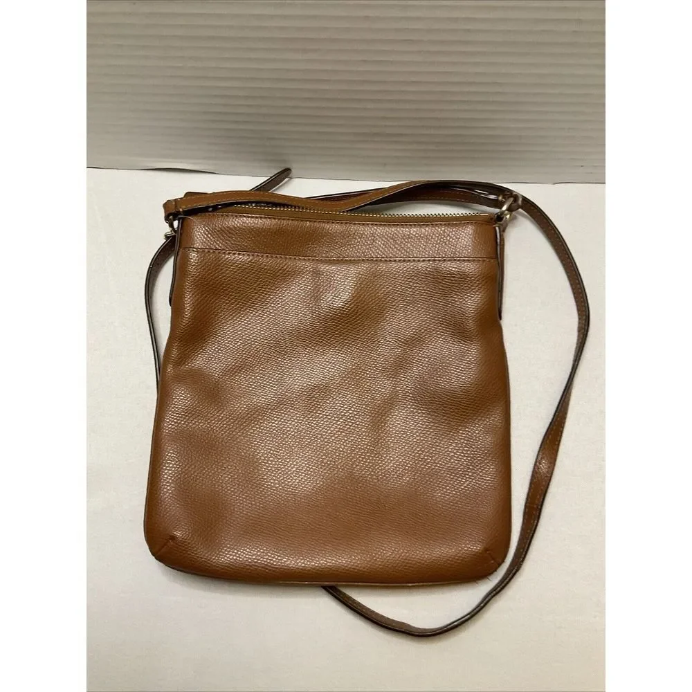 Coach Mini Rowan‎ File Pebbled Leather Crossbody Shoulder Handbag Purse Cognac